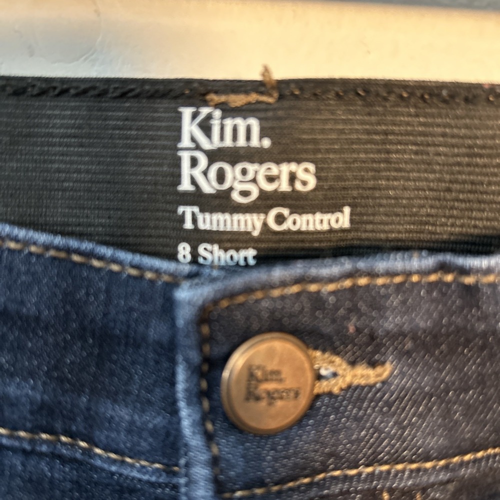 Kim Rogers Women 8 Short Straight Leg Dark Wash Jeans Cotton Stretch Denim 6325 - Picture 2 of 6